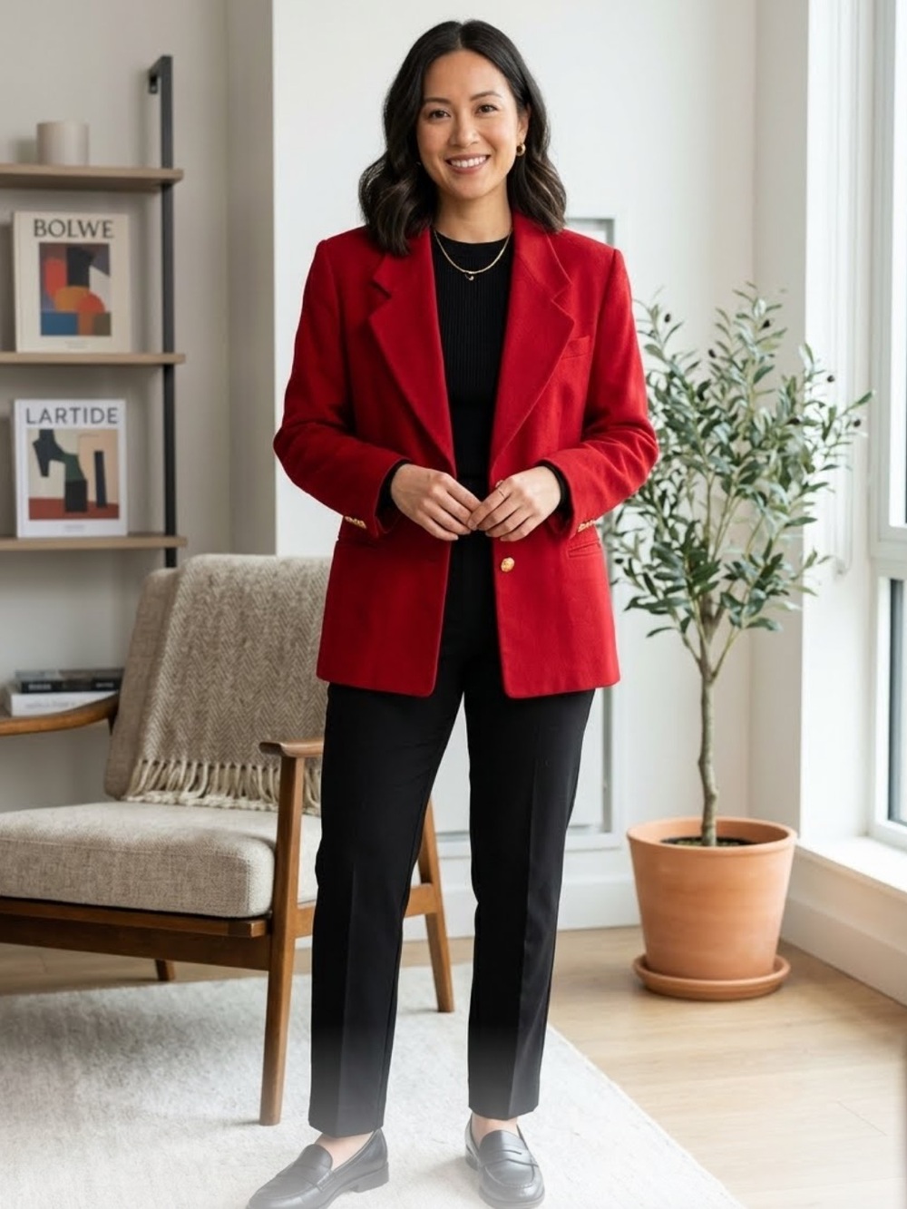 Vintage Austin Reed Classic Red Women's Blazer Jacket Tailored Style 22W Petite